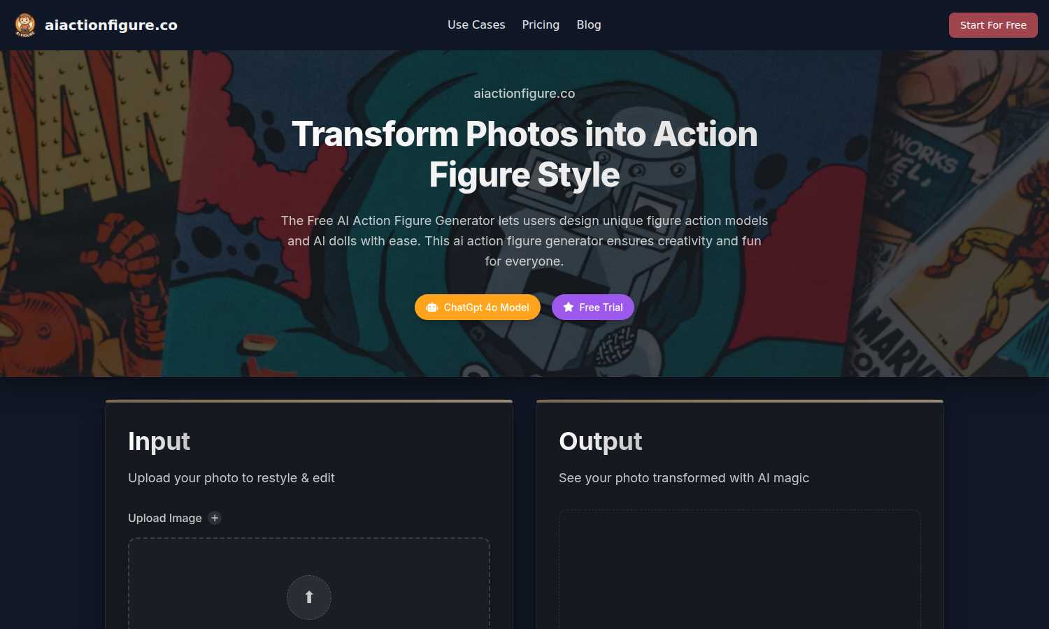 AI Action Figure Generator application interface and features