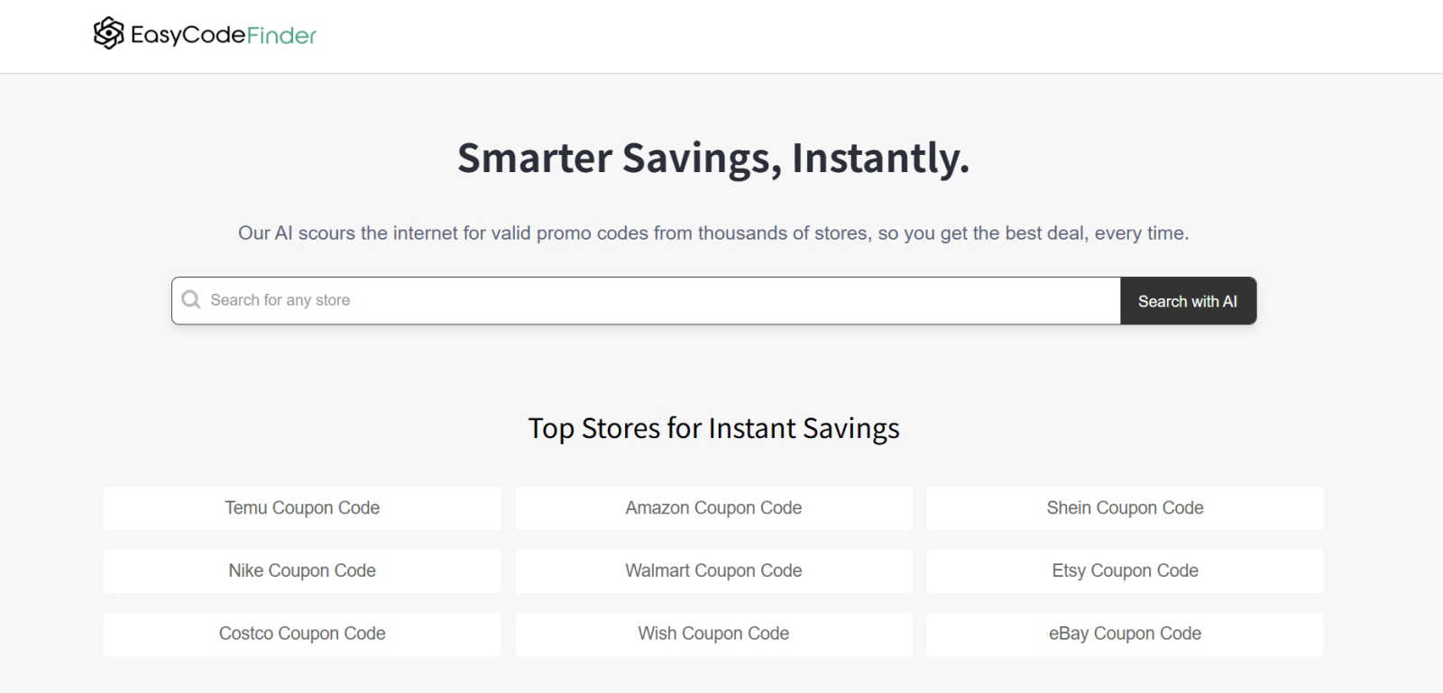 Easy Code Finder application interface and features