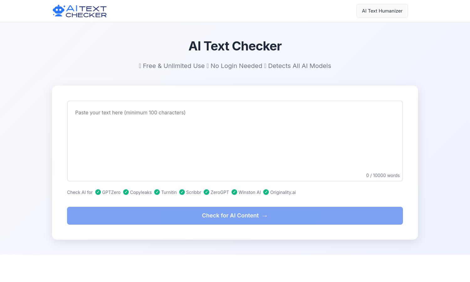 AI Text Checker Website