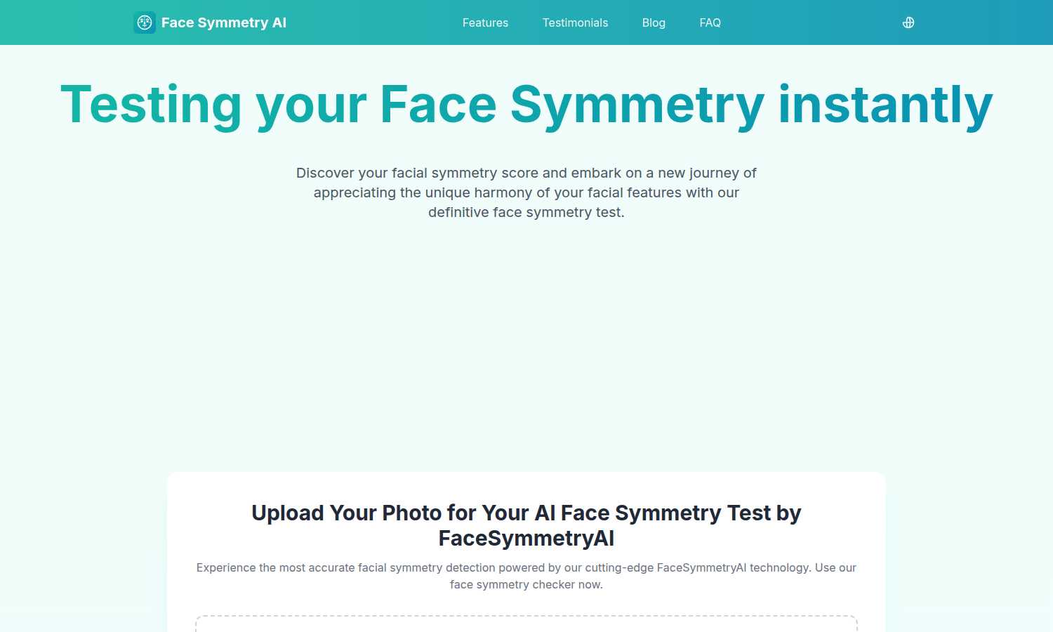 Face Symmetry AI application interface and features