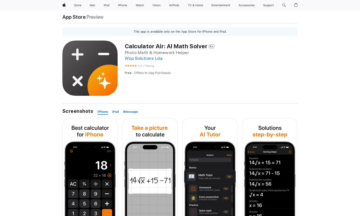 Calculator Air Website