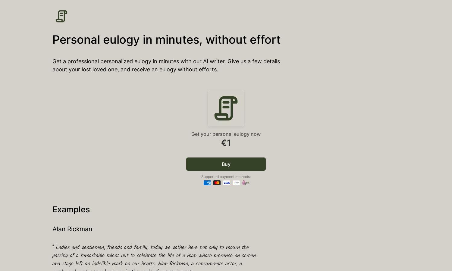 Fast Eulogy Website