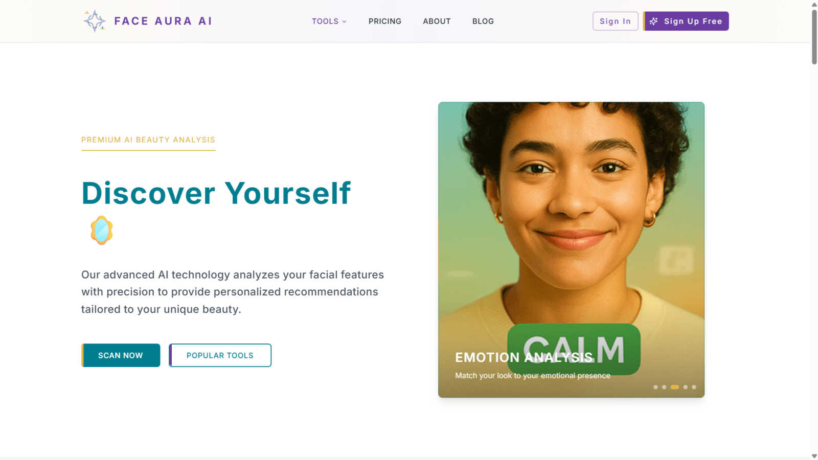 Face Aura AI application interface and features