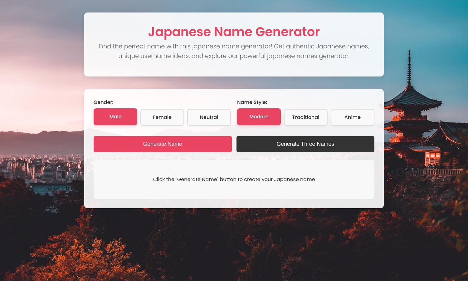 Free Online Japanese Name Generator Website