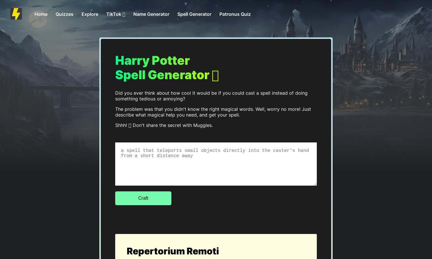 Harry Potter Quiz Website