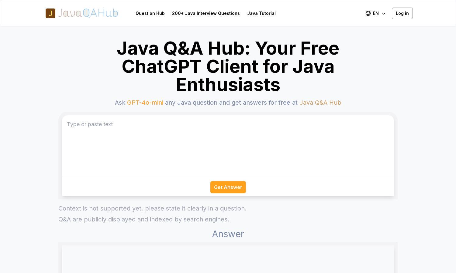 Java Q&A Hub Website