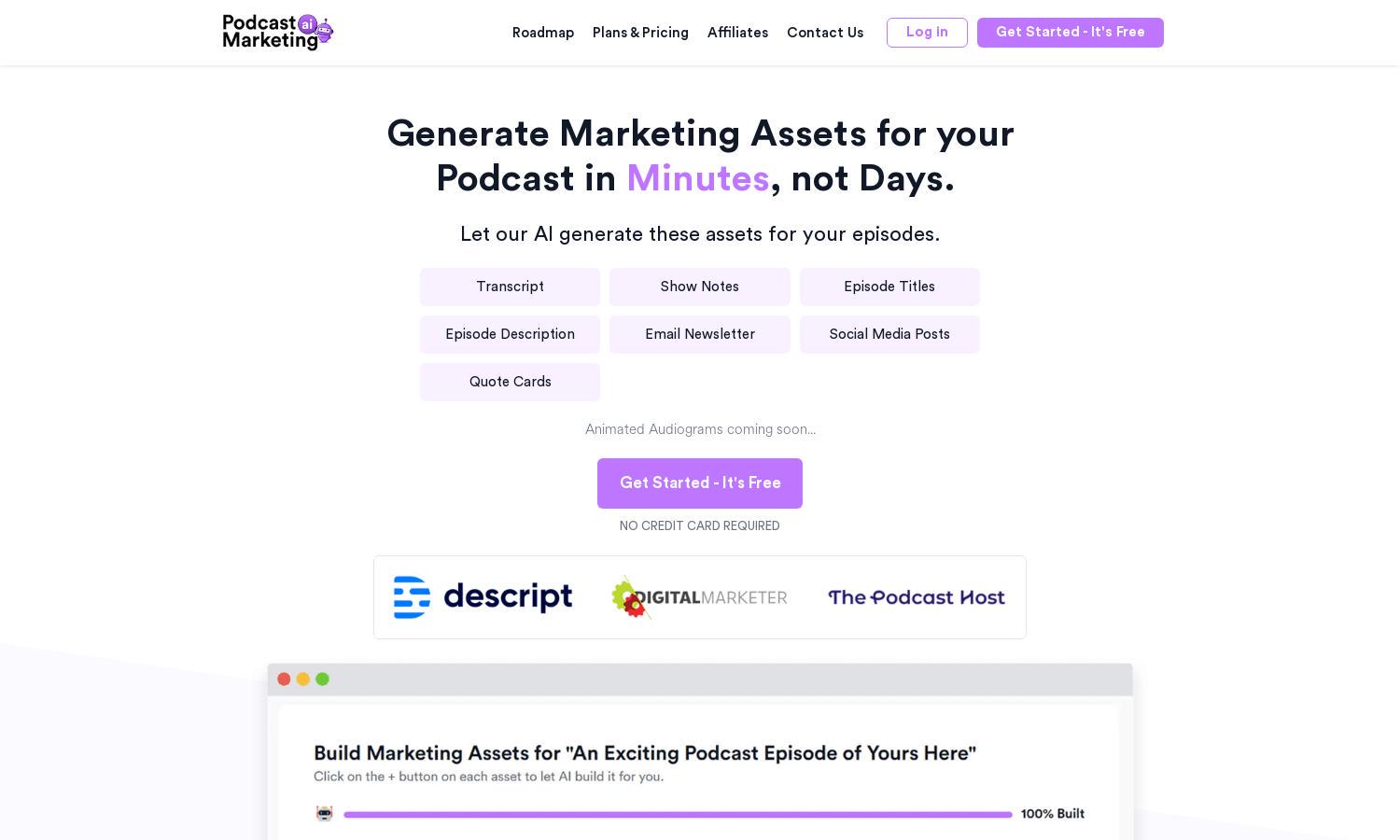 Podcast Marketing AI Website