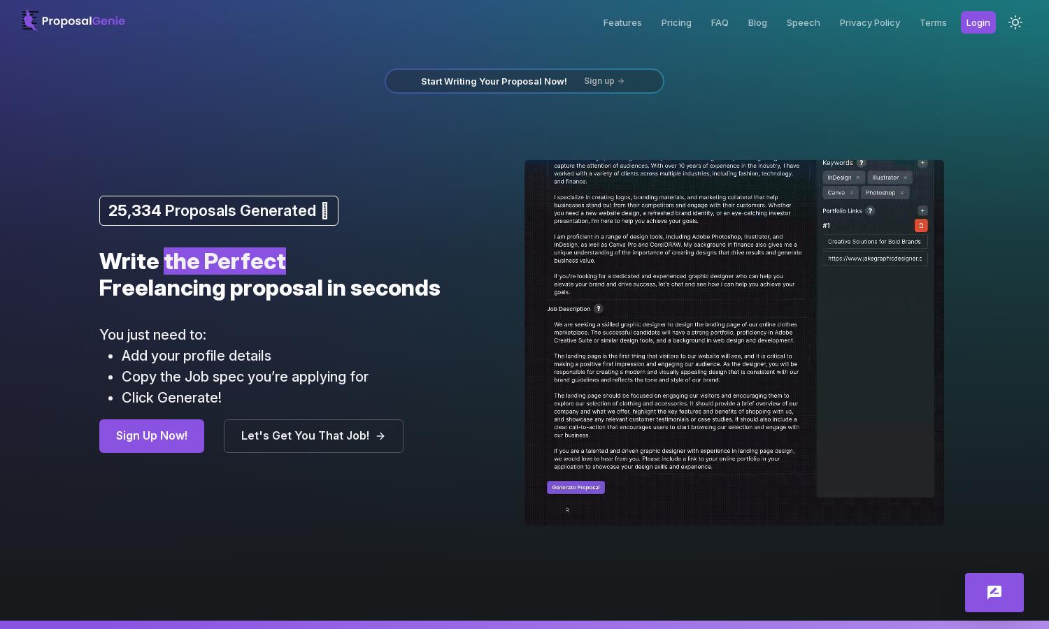 Proposal Genie Website