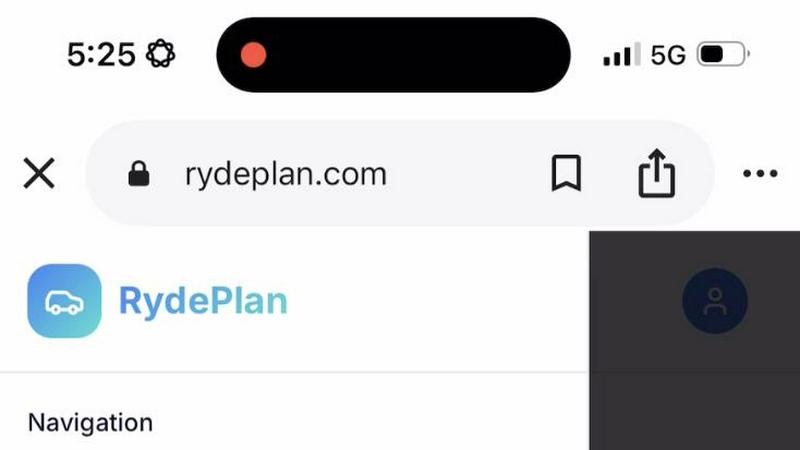 RydePlan application interface and features