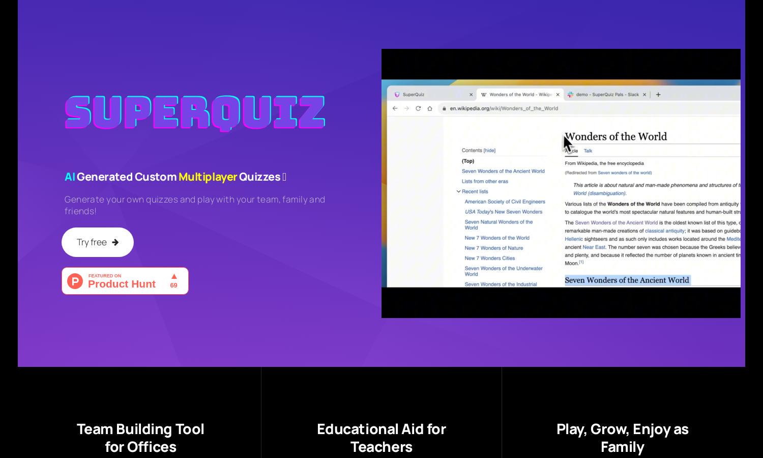 SuperQuiz Website