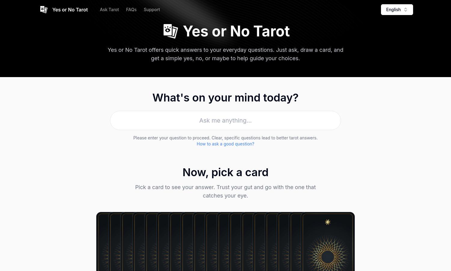 Yes or No Tarot Website